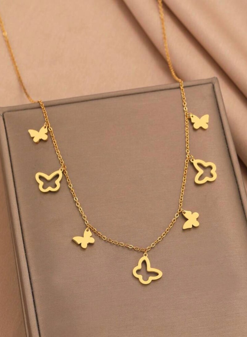 بلو لاين سلسال نسائي أنيق مصنوع من الاستانلس ستيل مطلي باللون الذهبي عيار 18 - Image 1