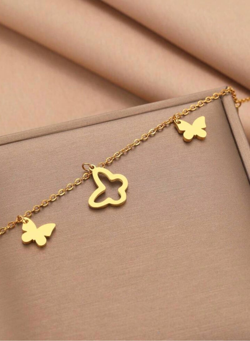 بلو لاين سلسال نسائي أنيق مصنوع من الاستانلس ستيل مطلي باللون الذهبي عيار 18 - Image 4