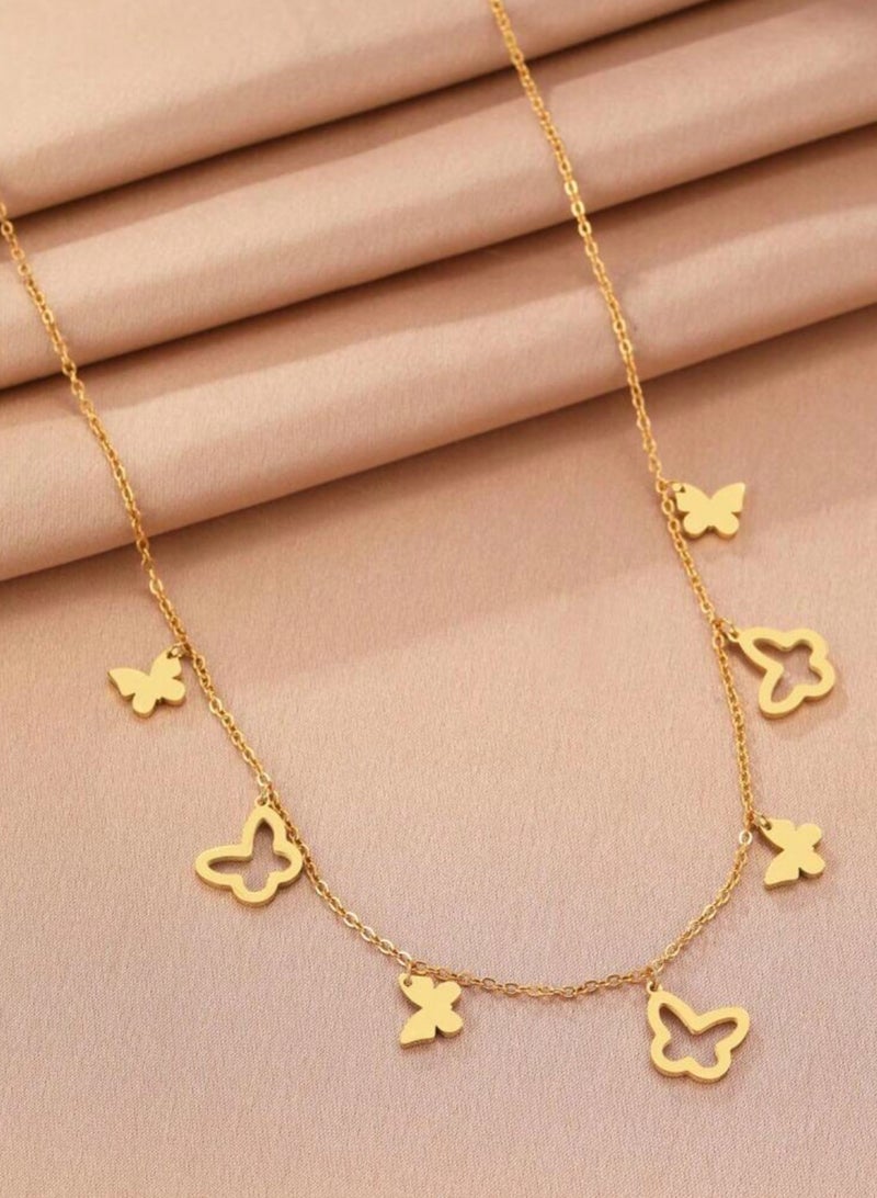 بلو لاين سلسال نسائي أنيق مصنوع من الاستانلس ستيل مطلي باللون الذهبي عيار 18 - Image 3