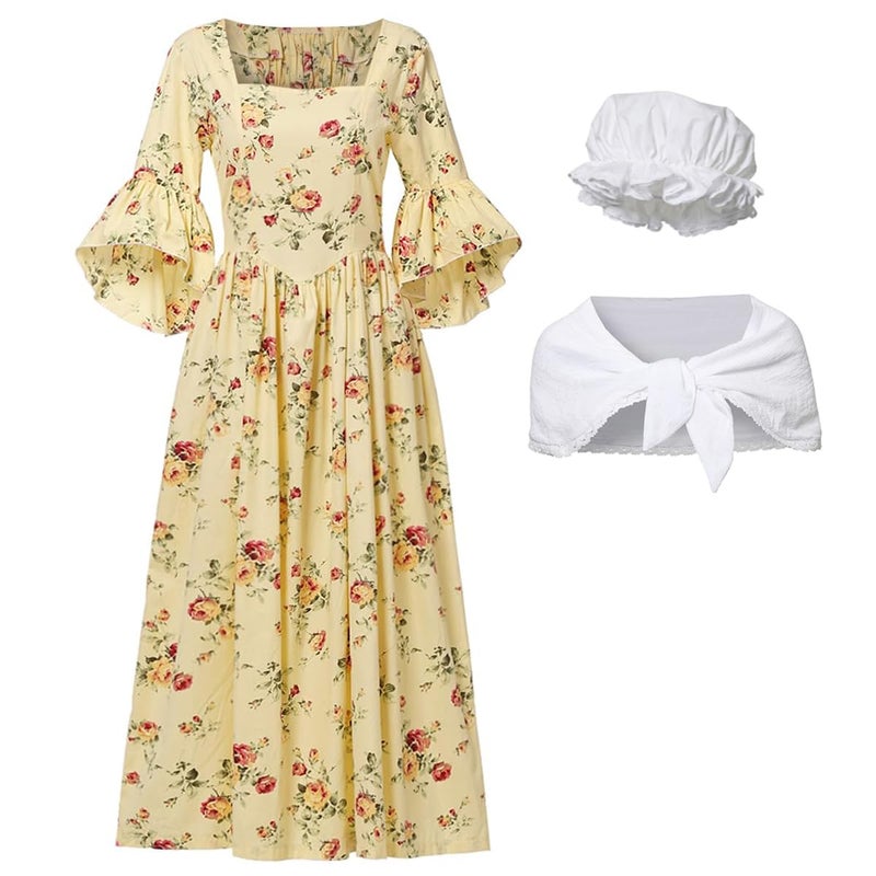 GRACEART Pioneer Woman Costume Colonial Prairie Dress for Women 100% Cotton - Image 1