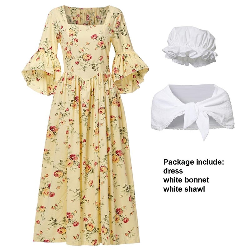 GRACEART Pioneer Woman Costume Colonial Prairie Dress for Women 100% Cotton - Image 4