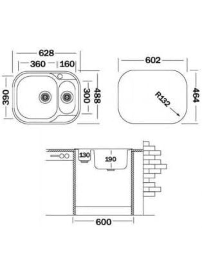 يوكنوكس حوض مطبخ مدمج  – مطلي – مزدوج – تركي  – GA 628.488 15 - Image 2