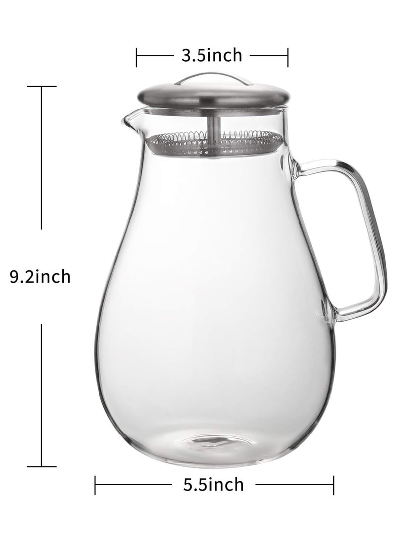 هيواري إبريق زجاجي من هايوير مع غطاء من الفولاذ المقاوم للصدأ، إبريق ماء بمقبض - Image 2