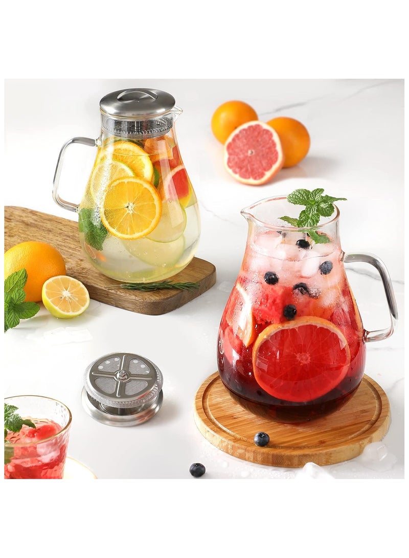 هيواري إبريق زجاجي من هايوير مع غطاء من الفولاذ المقاوم للصدأ، إبريق ماء بمقبض - Image 3