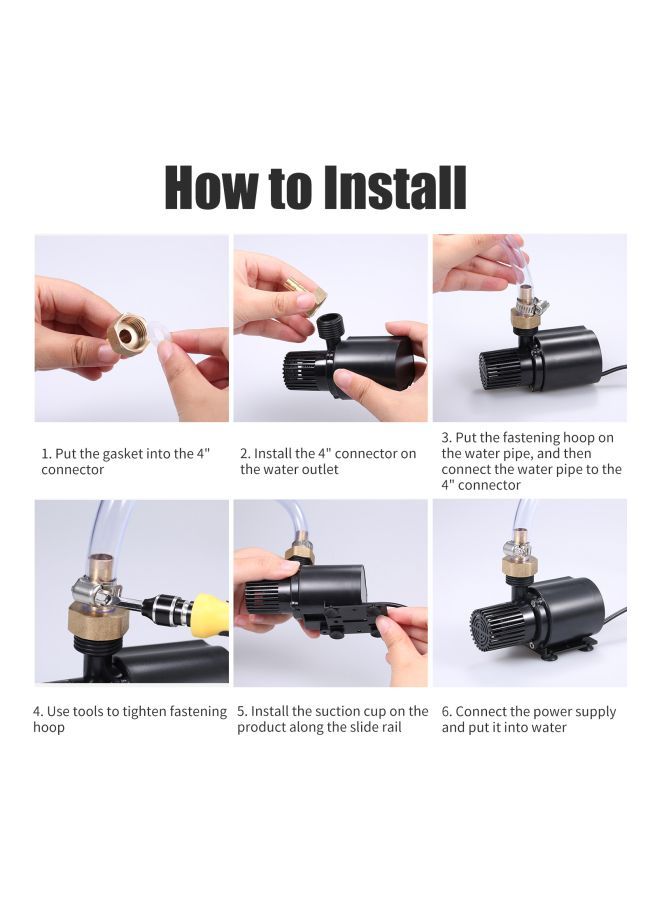 NIBEMINENT Mini Submersible Water Pump With Clamp Ring Black/Gold/Silver 9.5x5.2x7cm - Image 4