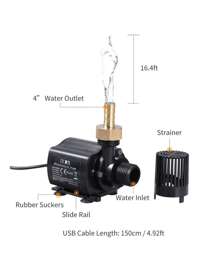 NIBEMINENT Mini Submersible Water Pump With Clamp Ring Black/Gold/Silver 9.5x5.2x7cm - Image 2