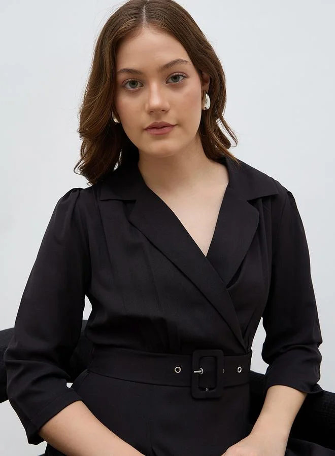 Styli Styli Solid Pleated A-Line Wrap Midi Dress