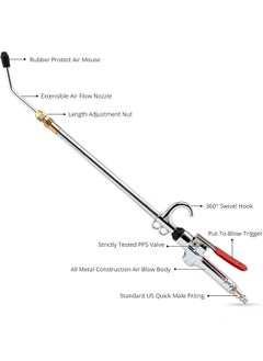 Neiko NEIKO 31122A High Flow Air Blow Gun, 17-26 Inch Extensible Air Nozzle Blow Gun, Pneumatic Air Compressor Accessories, Blow Gun Air Tool, Operating Pressure 80-120 PSI, 360 Degree Swivel Hook  - Image 2