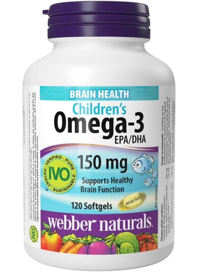 Webber naturals Omega-3 For Children 150Mg Dha/Epa Softgels Brain, Vision And Heart Support 120 Chewable Softgels  - Image 1