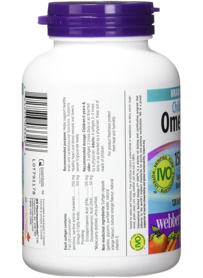 Webber naturals Omega-3 For Children 150Mg Dha/Epa Softgels Brain, Vision And Heart Support 120 Chewable Softgels  - Image 3
