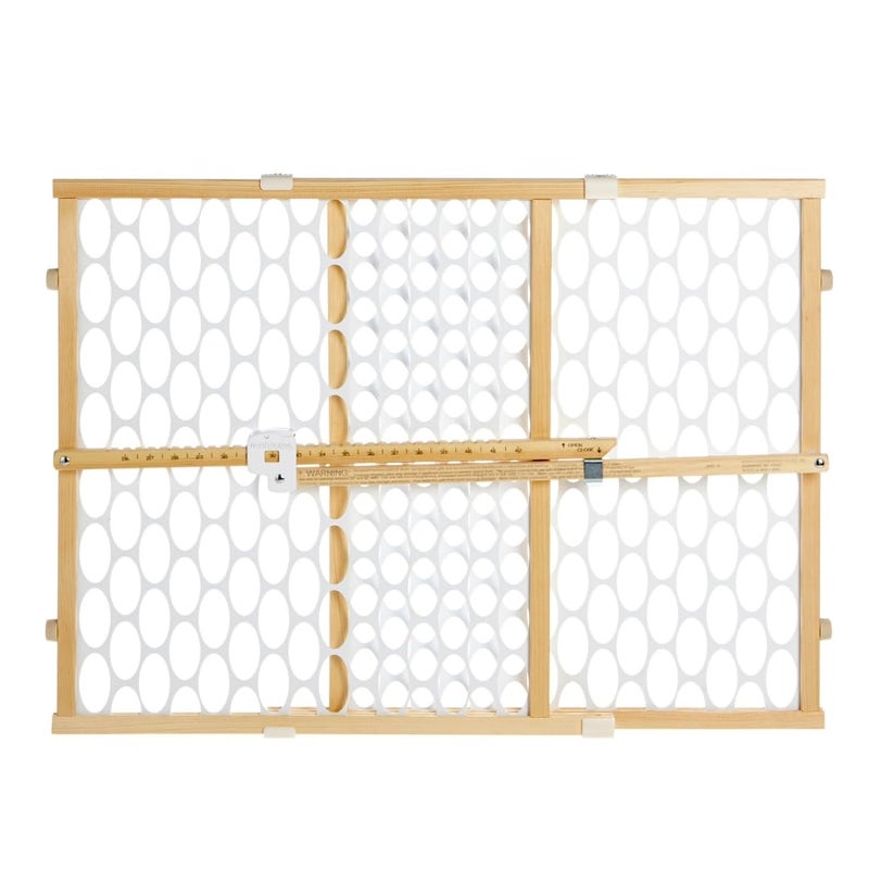 Toddleroo by North States Toddleroo by North States Quick Fit Oval Mesh Wooden Baby Gate 265 42 Wide Pressure Mounted Baby Gate for Doorway Tension Lever for Quick Custom Fit 23 Tall Sustainable Hardwood