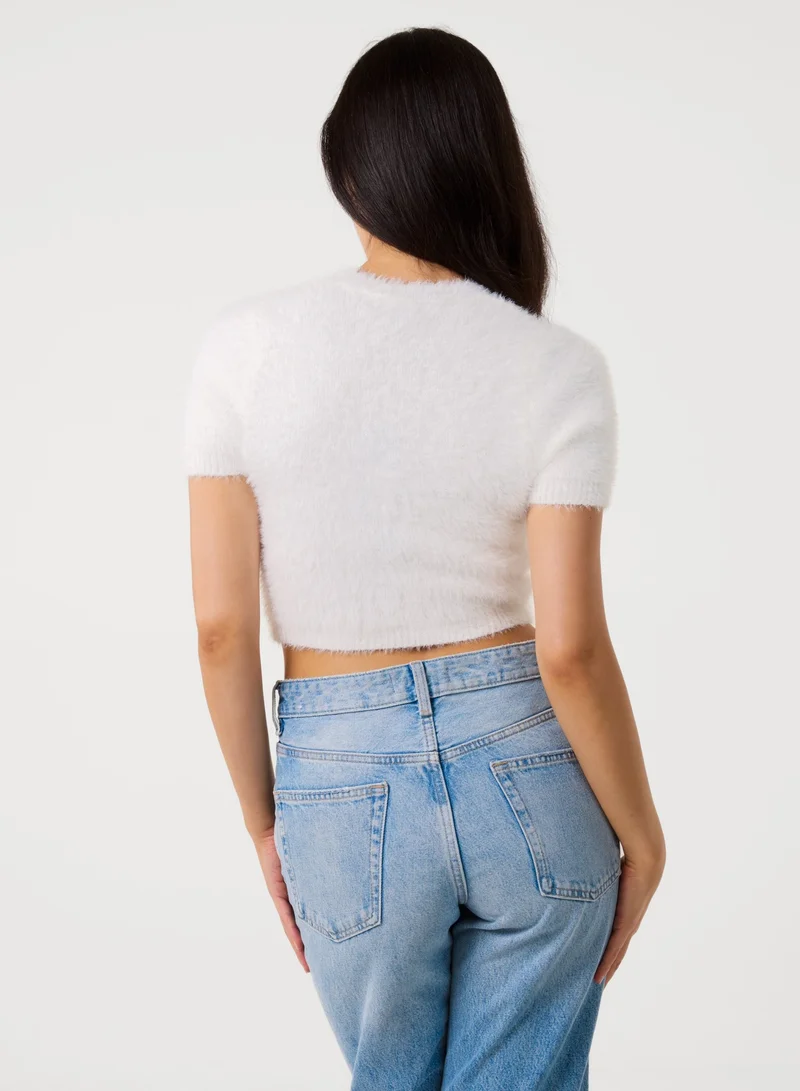 Pink Vanilla Short Sleeve Fluffy Knit Jumper