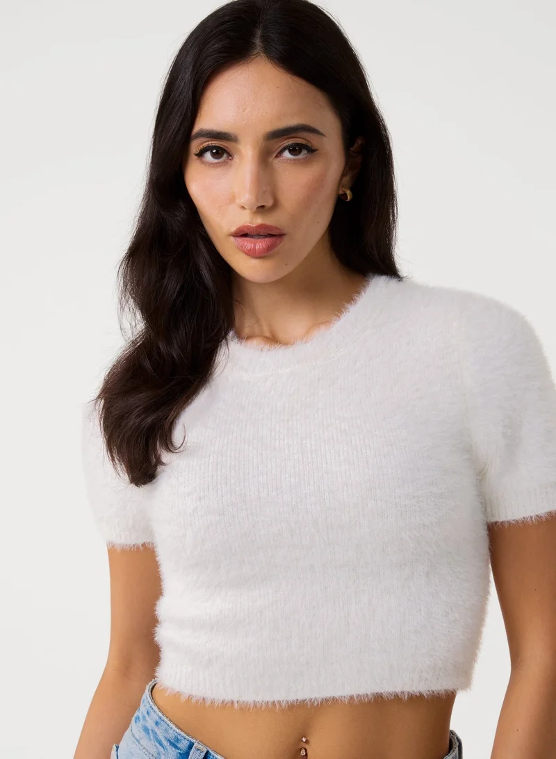 Pink Vanilla Short Sleeve Fluffy Knit Jumper