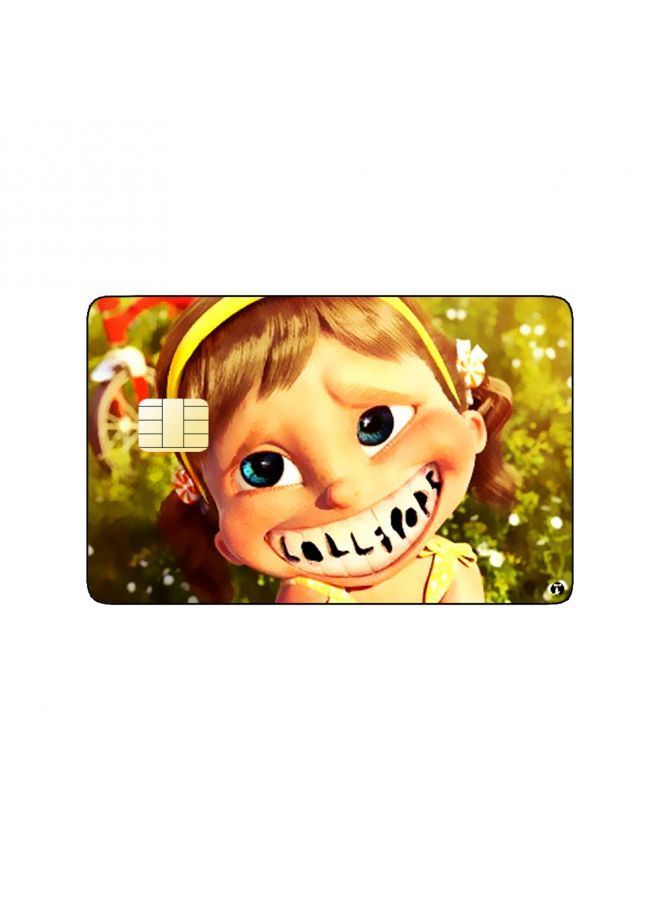 RKN PRINTED BANK CARD STICKER Cute Girl Drawing With Funny Teeth - Image 1