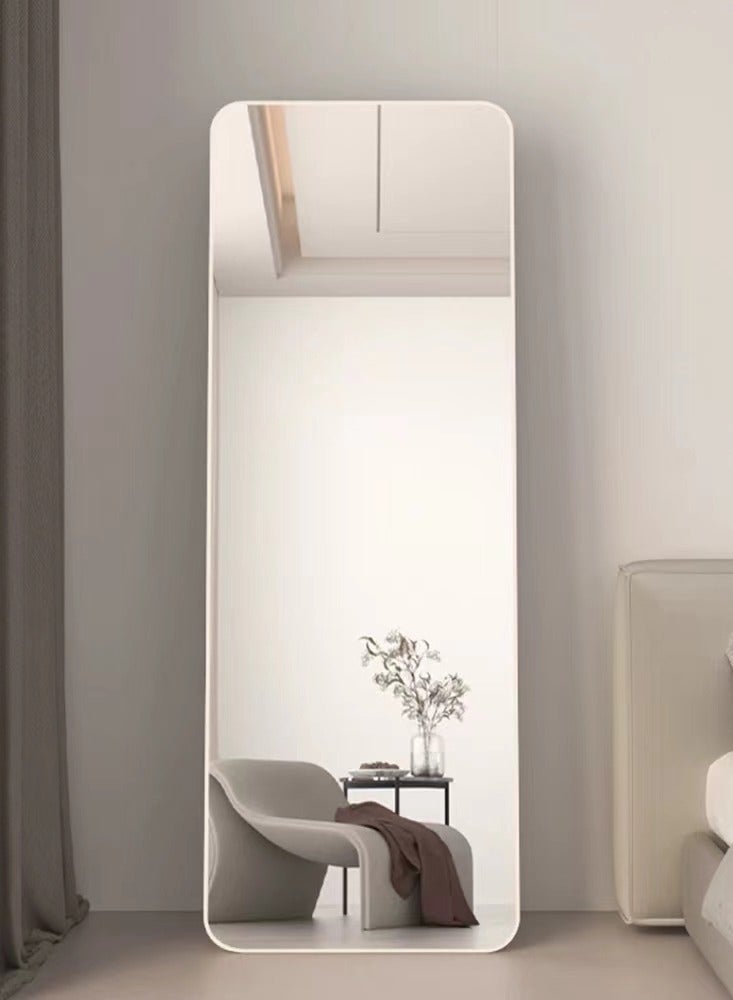 YQbest Floor Full Length Mirror Standing Full Body Rounded Corner Rectangle Mirrors With Stand Hanging Wall Mounted Leaning Bedroom Living Room Bedroom Cloakroom,White  - Image 3
