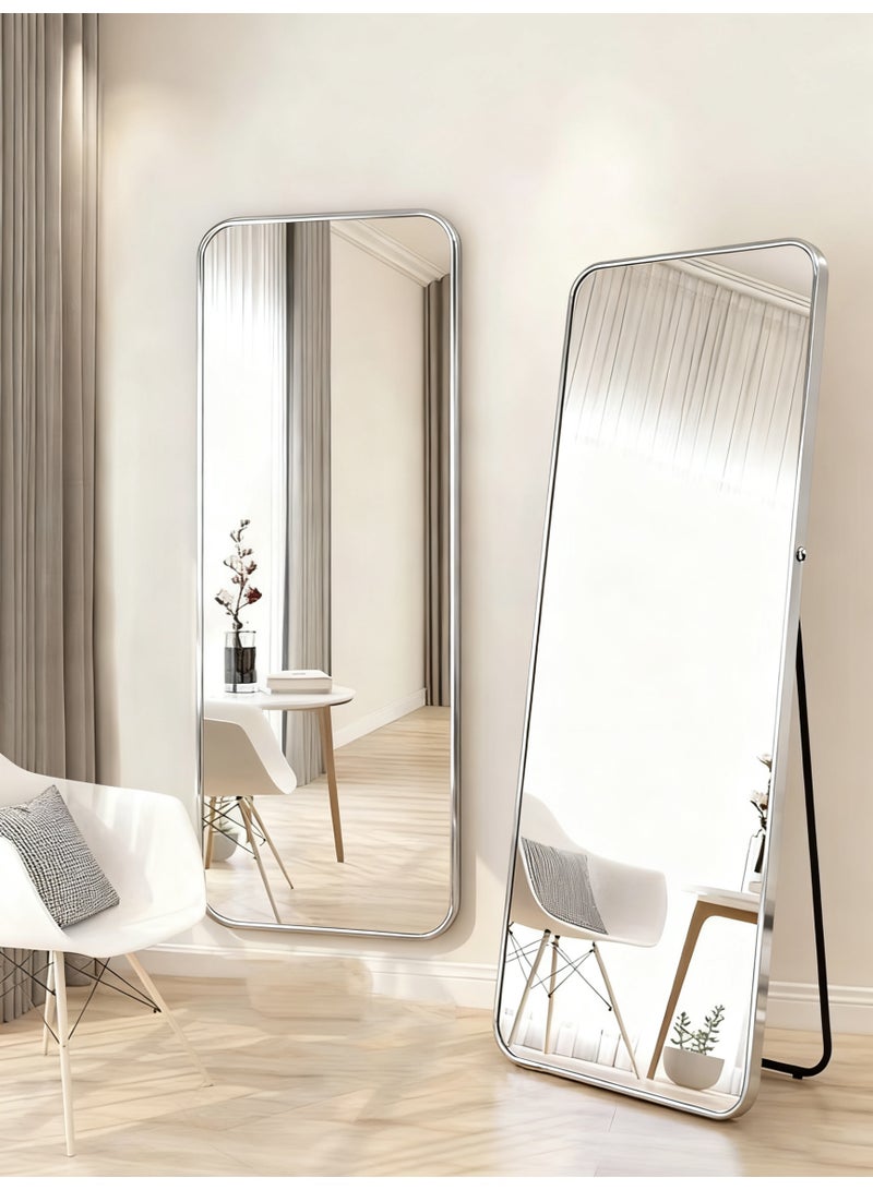 YQbest Floor Full Length Mirror Standing Full Body Rounded Corner Rectangle Mirrors With Stand Hanging Wall Mounted Wall Decor Mirror Leaning Bedroom Living Room Bedroom Cloakroom,White - Image 5