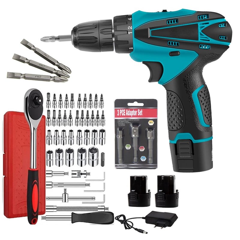 MLD MLD 12v Cordless Drill Driver For Screw driving Drilling With 52pcs Accessories Tool Kit Screwdriver Socket Wrench Set JR312 12v1350 Rpm 52pcs AccessoriesMulticolor 