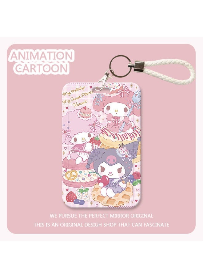 NIBEMINENT 1 - Piece Cake Sanri Kpop Photo Card Holder Pendant Key Chain ID Badge Holder ID Card Holder Photo Card Protector for School ID Office ID Access Card for Women Girls