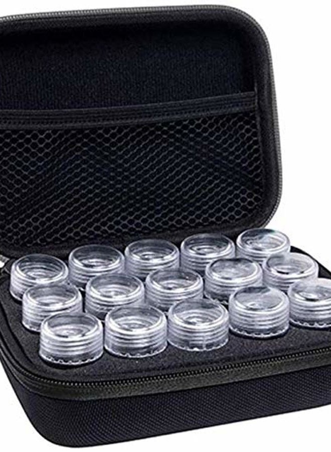FSUHHIAD Travel Pill Organizer Small Pill Box,with 15 Divided Tiny Bottl&Writable Label,Cute Pill Bag,Zippered Pill Box Small for Vitamin/Supplement Holder,Weekly Pill Organizer Case for Vitamin & Medicine - Image 1
