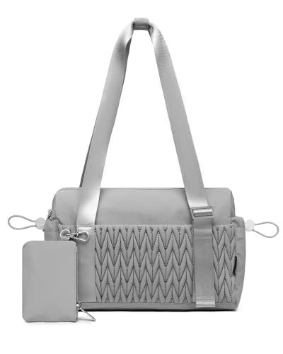BAVERGE Small Gym Bag for Women Quilted Mini Tote with Wet Compartment and Coin Purse Cute Duffle Bag for Girls Workout Sport TravelLight Grey - Image 1