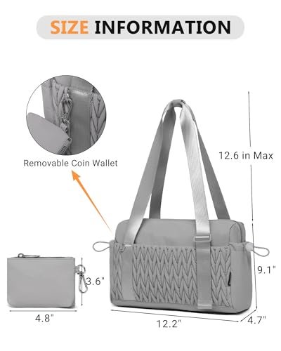 BAVERGE Small Gym Bag for Women Quilted Mini Tote with Wet Compartment and Coin Purse Cute Duffle Bag for Girls Workout Sport TravelLight Grey - Image 3