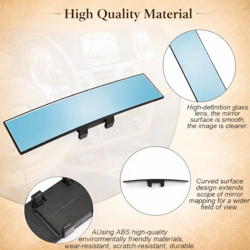 GNASTAS Rear View Mirror, Clip On Rear View Wide Angle Mirror, Panoramic Interior Extended Rear View Mirror, Anti-Glare, car mirror Blue 1pc - Image 5