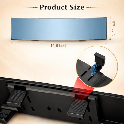 GNASTAS Rear View Mirror, Clip On Rear View Wide Angle Mirror, Panoramic Interior Extended Rear View Mirror, Anti-Glare, car mirror Blue 1pc - Image 3