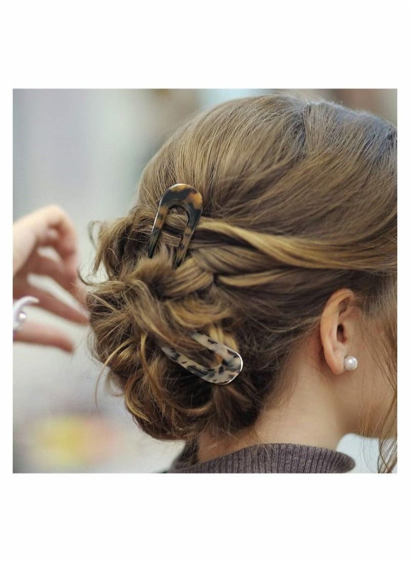 Generic - 2 Pack French Style Cellulose Acetate Tortoise Shell U Shaped Hair Pin Fork Sticks 2 Prong Updo Chignon Pin for Women, Can Adapt All Kinds of Occasions - Image 1