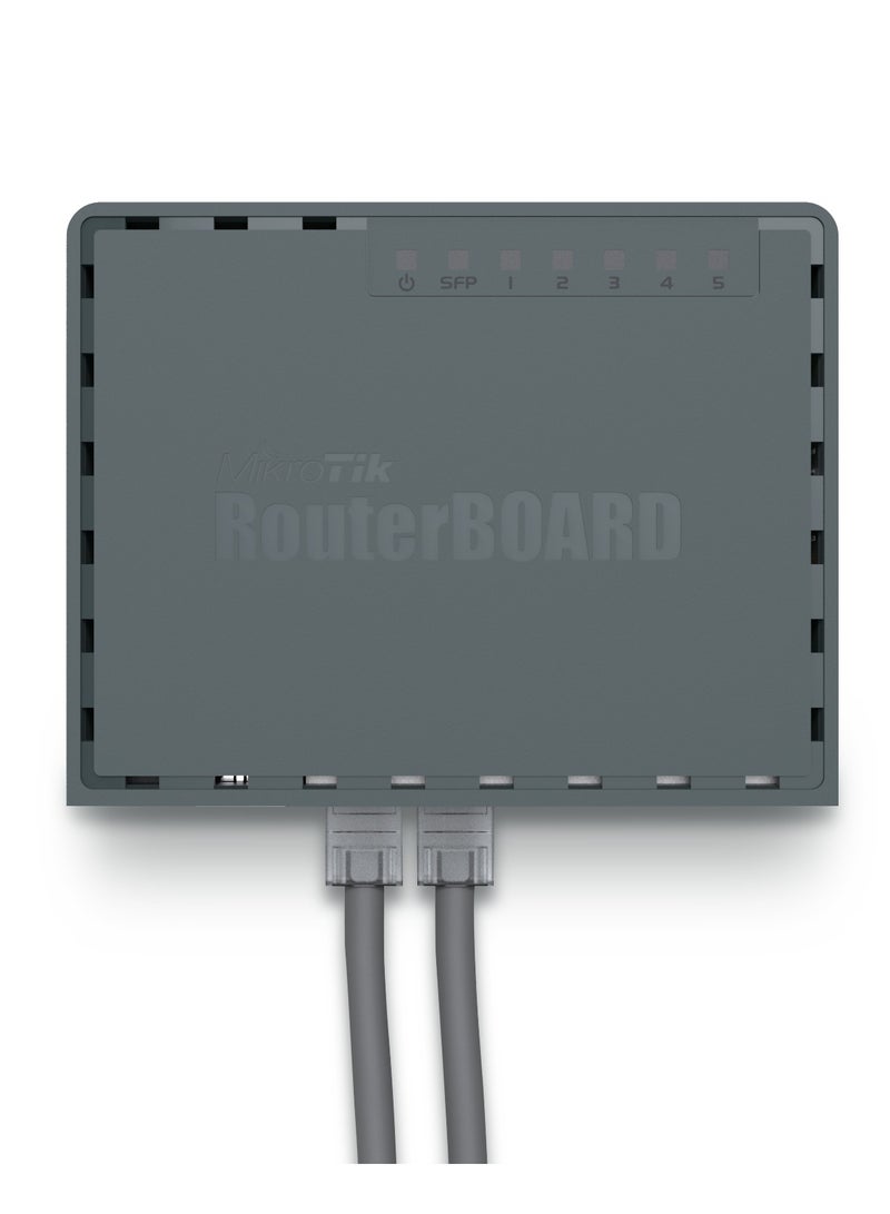 مايكروتك جهاز توجيه Hex S RB760iGS مزود بـ 5 منافذ جيجابت إيثرنت باللون الرمادي - Image 3