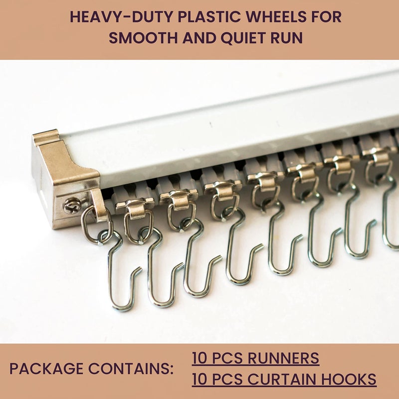 Jos & Haz MF016W-Curtain Track Accessories (10 Pack Runners) - Image 4