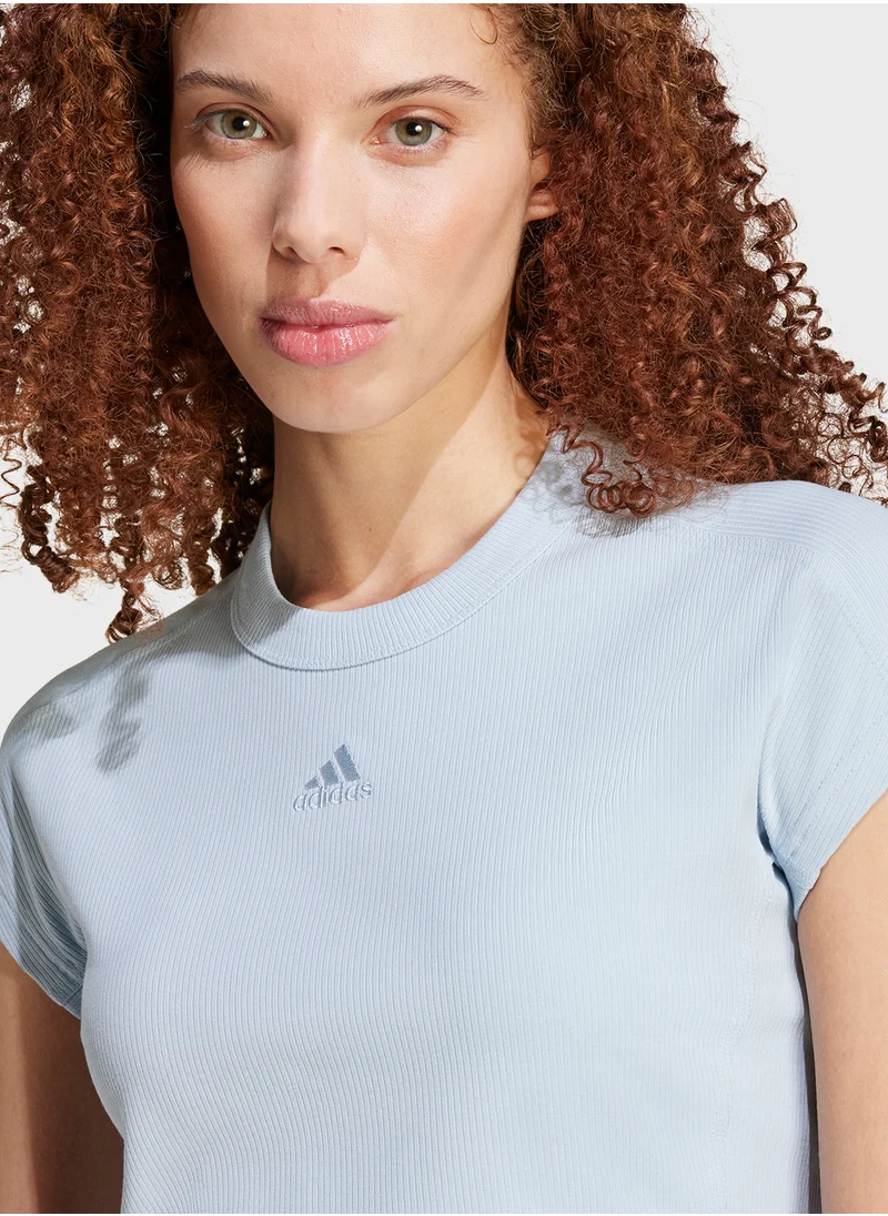 اديداس Lounge Ribbed Cropped T-Shirt