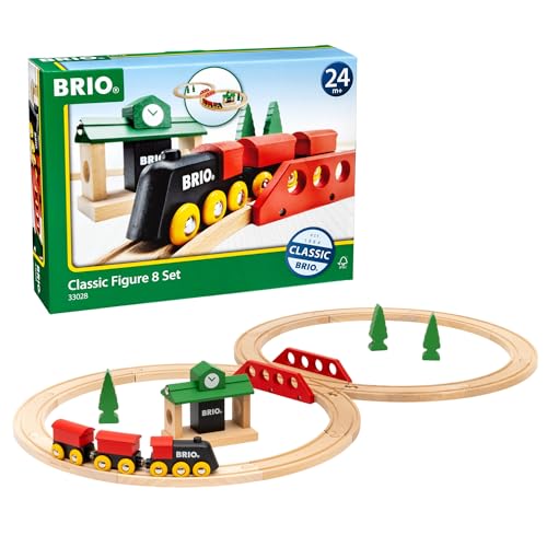 BRIO Classic Figure 8 Set  22Piece FSCCertified Wood Train Set  Accessories  Includes Train Depot Trees Tracks  More  Compatible with All Wooden Rail Sets  Fun Play for Kids Ages 2  Up - Image 1