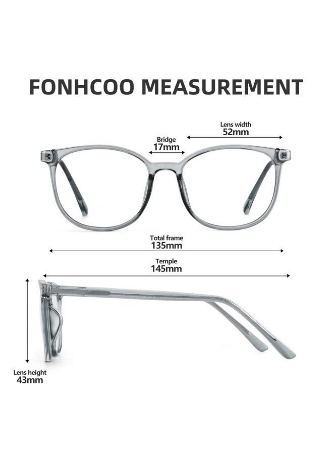 FONHCOO Blue Light Blocking Glasses Fashion Round TR90 Frame Transparent Eyewear Anti UV Blu-Ray Computer Glasses for Women Men (Grey) - Image 4