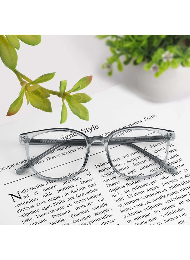 FONHCOO Blue Light Blocking Glasses Fashion Round TR90 Frame Transparent Eyewear Anti UV Blu-Ray Computer Glasses for Women Men (Grey) - Image 5