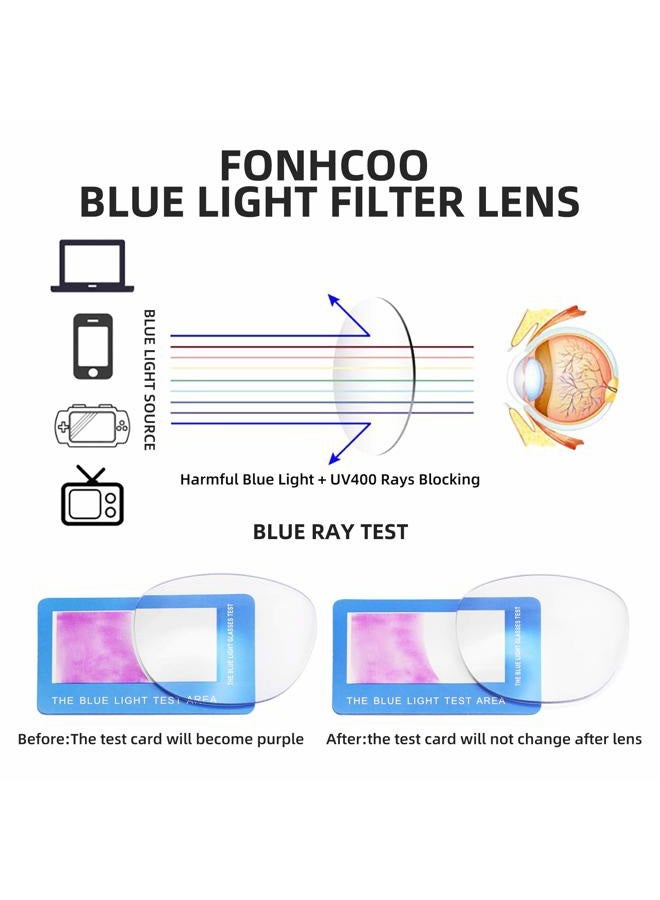 FONHCOO Blue Light Blocking Glasses Fashion Round TR90 Frame Transparent Eyewear Anti UV Blu-Ray Computer Glasses for Women Men (Grey) - Image 3