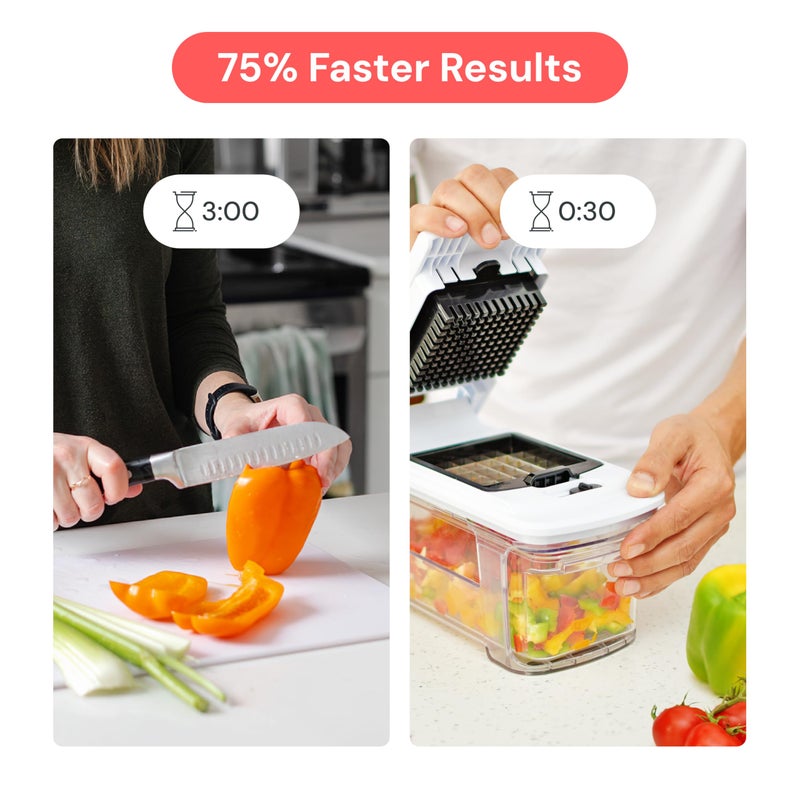 Fullstar Mandoline Slicer for Kitchen - Vegetable Chopper, Onion Potato Food Veggie Fruit Slicer and Cutter with Container, Kitchen Gadgets & Gifts, Home Essentials (4 in 1, Black/White) - Image 3