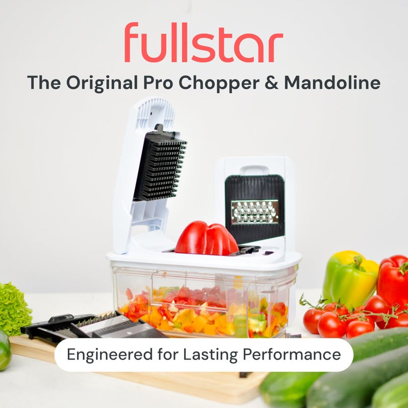 Fullstar Mandoline Slicer for Kitchen - Vegetable Chopper, Onion Potato Food Veggie Fruit Slicer and Cutter with Container, Kitchen Gadgets & Gifts, Home Essentials (4 in 1, Black/White) - Image 2