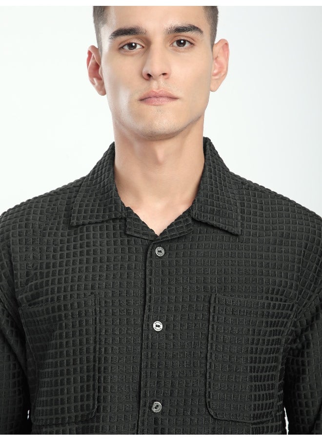 Dark Grey Bubble Textured Shacket