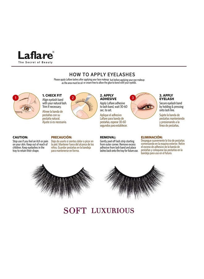 Laflare 3D Cashmere False Eyelashes Multipack Ultra Soft Glam Luxurious Crueltyfree Reusable Fake Eyelashes 5 Pairs Value Pack (109X5P) - Image 3