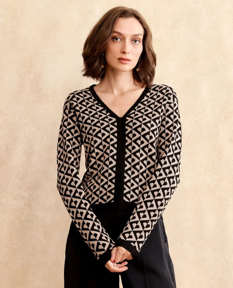 Rareism Rareism Women Dortyol Black Printed Sweater