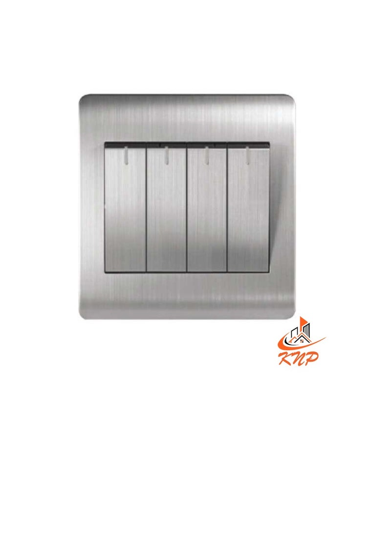 KNP 10A 4 Gang 1 Way Switch - Stainless Steel - Image 2