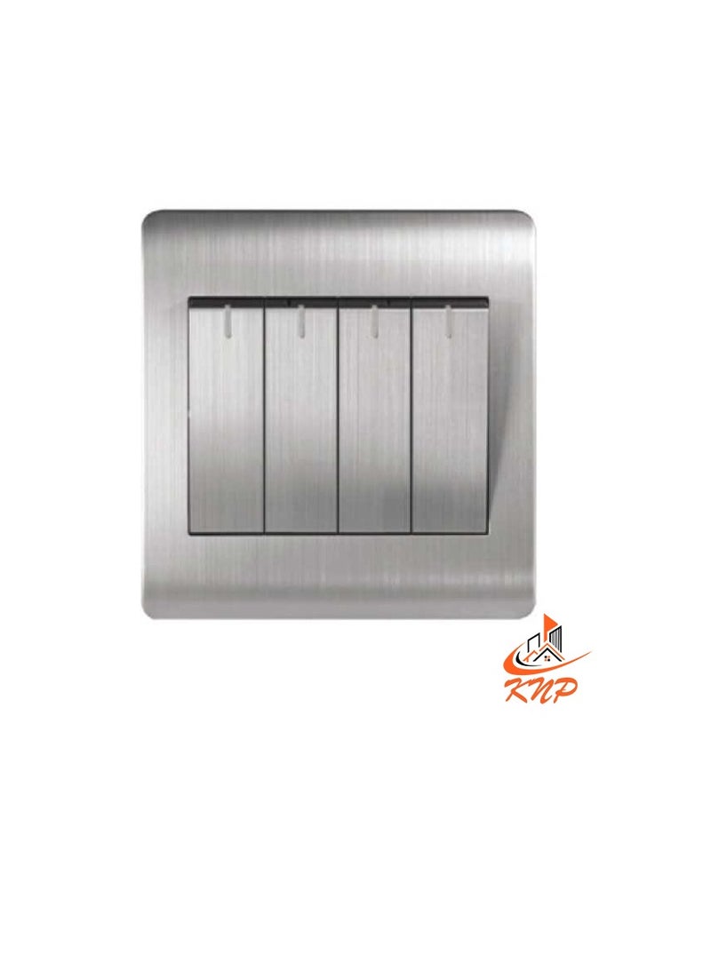 KNP 10A 4 Gang 1 Way Switch - Stainless Steel - Image 1