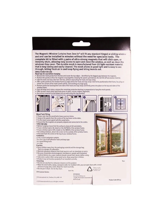 زيرو إن ستائر مغناطيسية للنوافذ مضادة للحشرات، عبوة مزدوجة، 130 × 150 سم - Image 2