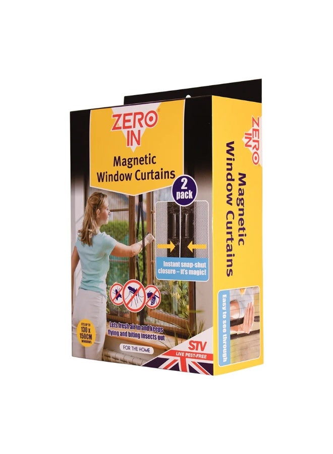 زيرو إن ستائر مغناطيسية للنوافذ مضادة للحشرات، عبوة مزدوجة، 130 × 150 سم - Image 3