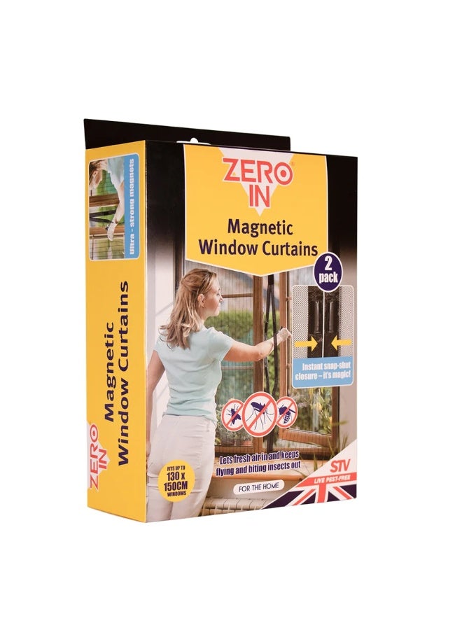 زيرو إن ستائر مغناطيسية للنوافذ مضادة للحشرات، عبوة مزدوجة، 130 × 150 سم - Image 4
