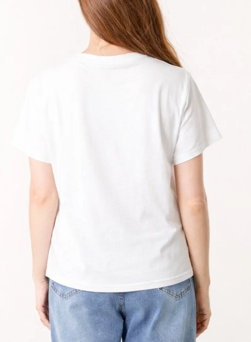 بلو فانيلا Embellished Love Cat T-Shirt