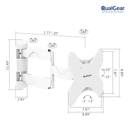 QualGear Qg-TM-005-WHT 23-Inch to 42-Inch Premium Quality Contemporary Style Ultra Low Profile Full Motion Wall Mount Led TVs, White [UL Listed] - Image 3