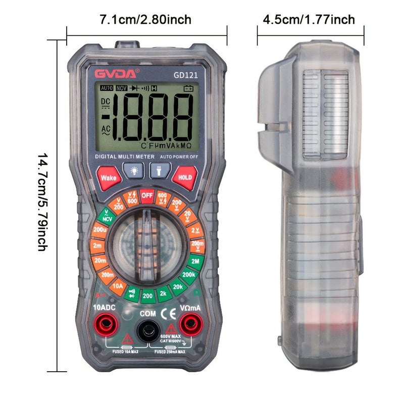 GD121 Digital Multimeter AC DC Voltage Tester Backlit Display Resistance Diode Measurement 1999 Counts Multimeter Bracket Design - Image 1
