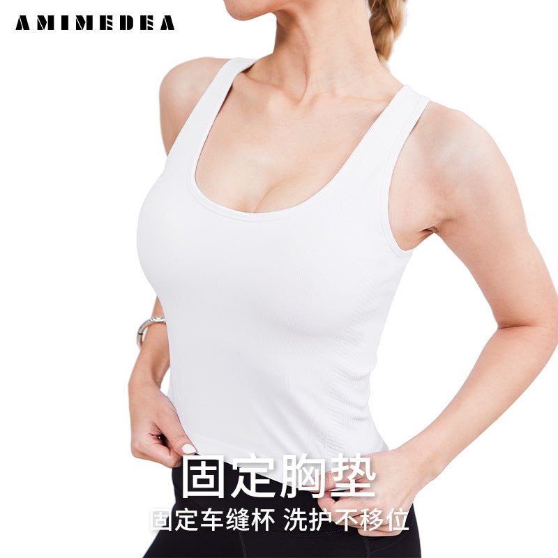 Generic Long Yoga Sports Tank Top Breathable Elastic Green  - Image 4