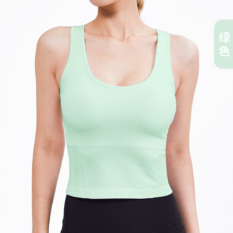 Generic Long Yoga Sports Tank Top Breathable Elastic Green  - Image 1